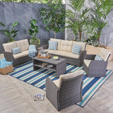 Outdoor 7 Seater Wicker Chat Set - NH381503