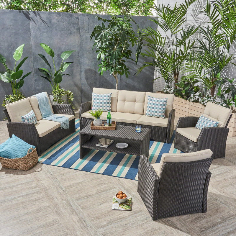 Outdoor 7 Seater Wicker Chat Set - NH381503