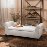 Fabric Upholstered Storage Ottoman Bench with Rolled Arms - NH947992