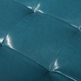 Studded Teal Leather Storage Ottoman Bench - NH167692