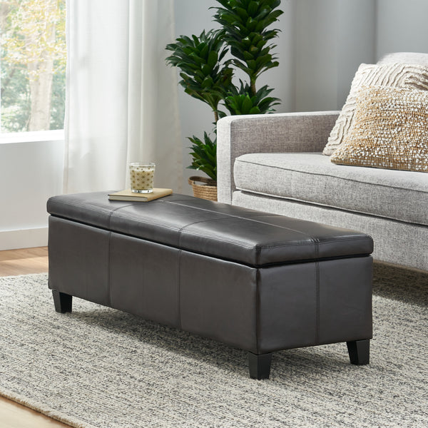 Rectangle Leather Storage Ottoman Bench - NH448692