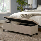 Beige Fabric Storage Ottoman Bench - NH933892