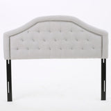 Tufted Light Gray Fabric Full/Queen Headboard with Nailhead Accents - NH084892