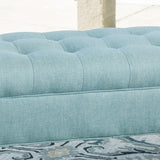 Mid-Century Modern Tufted Fabric Ottoman Bench with Tapered Legs - NH973892