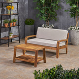 Outdoor Acacia Wood Loveseat and Coffee Table Set with Sunbrella Cushions - NH172703