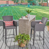 Outdoor 38-Inch Gray Wicker Barstool (set of 2) - NH874403