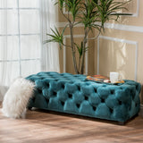 Button Tufted Velvet Rectangle Ottoman Bench - NH024892