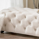 Button Tufted Velvet Rectangle Ottoman Bench - NH024892