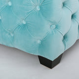 Modern Glam Button Tufted Diamond Stitch Velvet Square Ottoman - NH373892