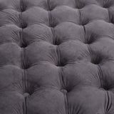 Modern Glam Button Tufted Diamond Stitch Velvet Square Ottoman - NH373892