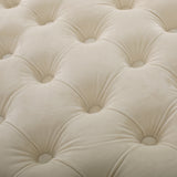 Modern Glam Button Tufted Diamond Stitch Velvet Square Ottoman - NH373892