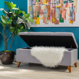 Mid-Century Modern Button Tufted Fabric Storage Ottoman Bench - NH488892