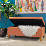 Mid-Century Modern Button Tufted Fabric Storage Ottoman Bench - NH488892