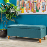 Mid-Century Modern Button Tufted Fabric Storage Ottoman Bench - NH488892