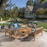 Outdoor Acacia Wood Sofa Set with Water Resistant Cushions - NH282203