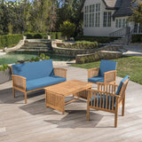 Outdoor Acacia Wood Sofa Set with Water Resistant Cushions - NH282203