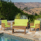 Outdoor Acacia Wood Sofa Set with Water Resistant Cushions - NH282203