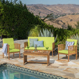 Outdoor Acacia Wood Sofa Set with Water Resistant Cushions - NH282203