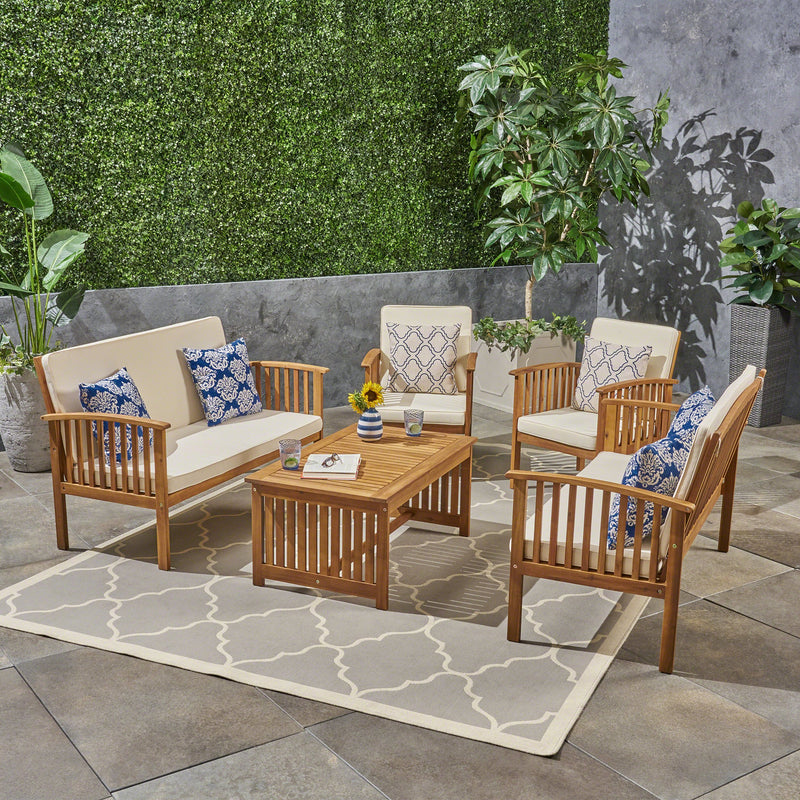 Outdoor 5-Piece Acacia Wood Sofa Set - NH970603