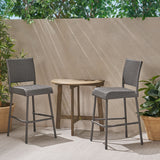 Outdoor 2 Seater Half-Round Wood and Wicker Bistro Set with Folding Table - NH228903