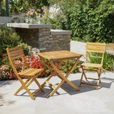 Outdoor 3 Piece Foldable Acacia Wood Bistro Set - NH802103