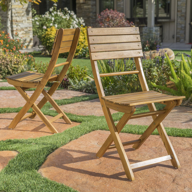 Outdoor Natural Finish Acacia Wood Foldable Dining Chairs (Set of 2) - NH518992