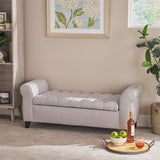 Rolled Arm Tufted Fabric Storage Ottoman Bench - NH328992