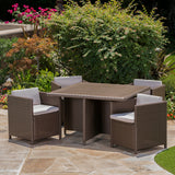 Outdoor Wicker 5Pc Dining Set w/ Water Resistant Cushions - NH798003