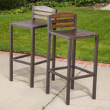 Dark Brown Acacia Wood & Rustic Metal Bar With 30-Inch Barstools - NH258692