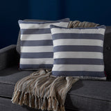 Modern Striped Fabric Throw Pillow with Striped Piped Edges - NH557203