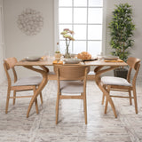 Mid Century Natural Oak Finish 5 Piece Dining Set - NH823992