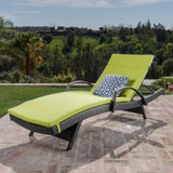 Outdoor Grey Wicker Armed Chaise Lounge w/ Water Resistant Cushion - NH481103