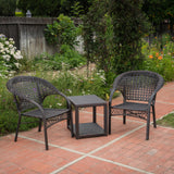 Outdoor 3 Piece Multi-brown Wicker Stacking Chair Chat Set - NH839003