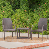 Outdoor 3 Piece Multi-brown Wicker Stacking Chair Chat Set - NH659003