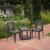 Outdoor 3 Piece Multi-brown Wicker Stacking Chair Chat Set - NH159003