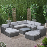 Outdoor 7 Seater Wicker Sectional Sofa Set with Sunbrella Cushions - NH125803