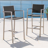 Outdoor Modern 3-Piece Gray Wicker Bar Set with Aluminum Frame - NH853003