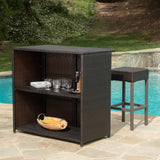 Outdoor Multibrown Wicker Bar Island Set - NH923003