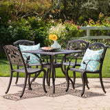 Outdoor 5Pc Patina Copper Cast Aluminum Dining Set - NH176003