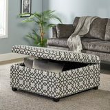 Grey Geometric Pattern Fabric Square Storage Ottoman Coffee Table - NH965992