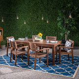 Outdoor Rustic Acacia Wood 7 Piece Dining Set - NH339603