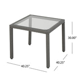 Outdoor Wicker Dining Table with Glass Top - NH308003