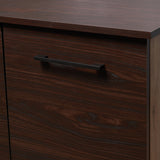 Modern 3-Shelf Walnut Finished Faux Wood Cabinet with Oak Accent - NH156303