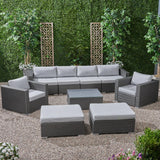 Outdoor 6 Seater Wicker Modular Sectional Sofa Set with Sunbrella Cushions - NH805803