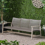 Outdoor 3-Seater Wicker Weave Sofa with Acacia Wood Frame - NH797703