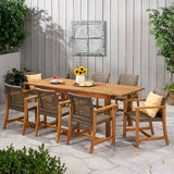 Outdoor 8 Seater Acacia Wood Dining Set with Expandable Table - NH933013