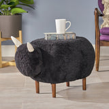 Furry Sheep Ottoman, Black - NH755503