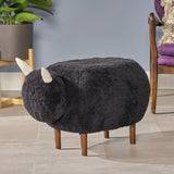 Furry Sheep Ottoman, Black - NH755503