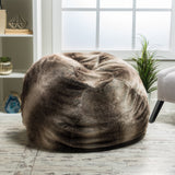 Modern Glam Round Faux Fur Fabric Bean Bag - NH927992