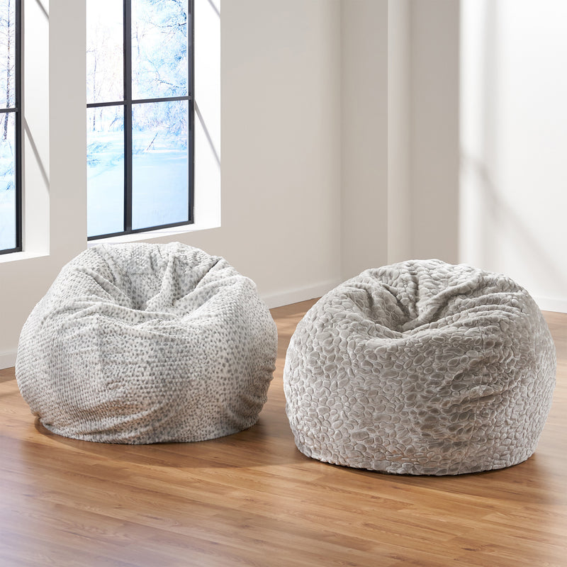 Modern Glam 3 Ft Silver Dusk Faux Fur Bean Bag - NH037992